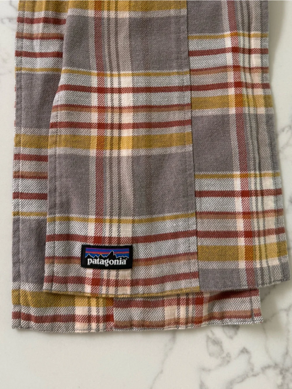 Patagonia Fjord Flannel Patchwork Scarf - Cabin Time: Furry Taupe